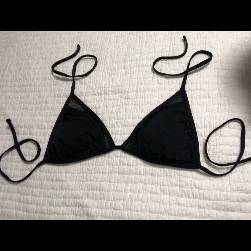black string bikini with mesh detail